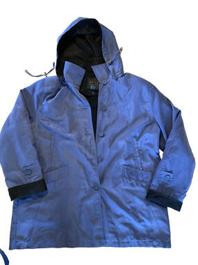 Women's Tally Ho Outerwear Coat Jacket With Detachable Lining/Hood Sz Large Blue